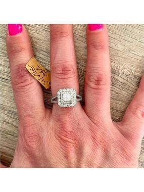 Sterling Silver 925 Princess Shape Ring
